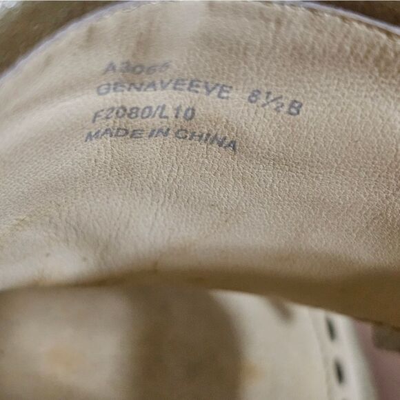 COACH "Genaveeve" Pale Gold Leather Peep Toe Block Heel Pumps - Size 8 1/2 - Picture 7 of 7